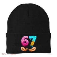 Six Seven Ice Cream Drip 67 Hands Meme 6-7 Beanie thumb 0