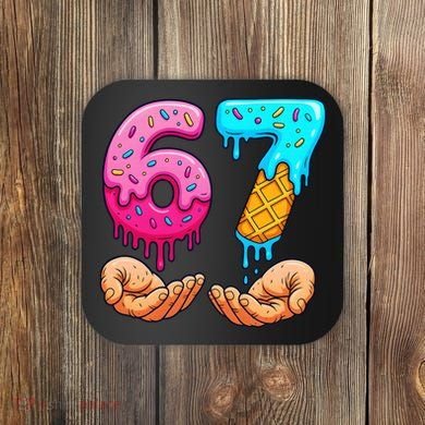 Six Seven Ice Cream Drip 67 Hands Meme 6-7 Coaster
