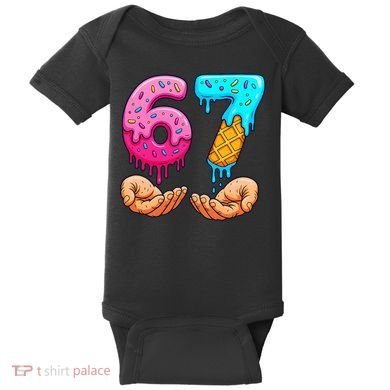 Six Seven Ice Cream Drip 67 Hands Meme 6-7 Baby Bodysuit