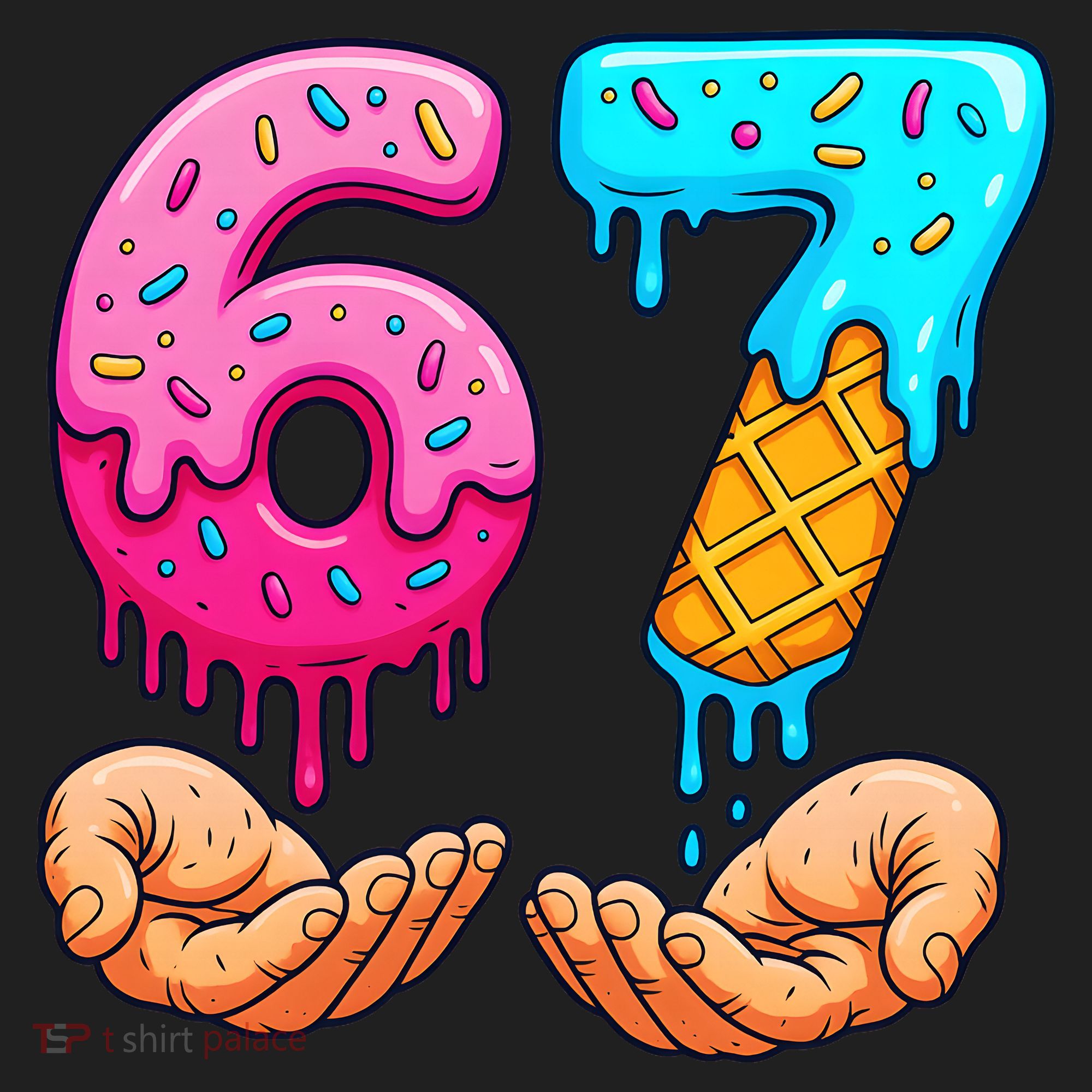 Six Seven Ice Cream Drip 67 Hands Meme 6-7 Hat