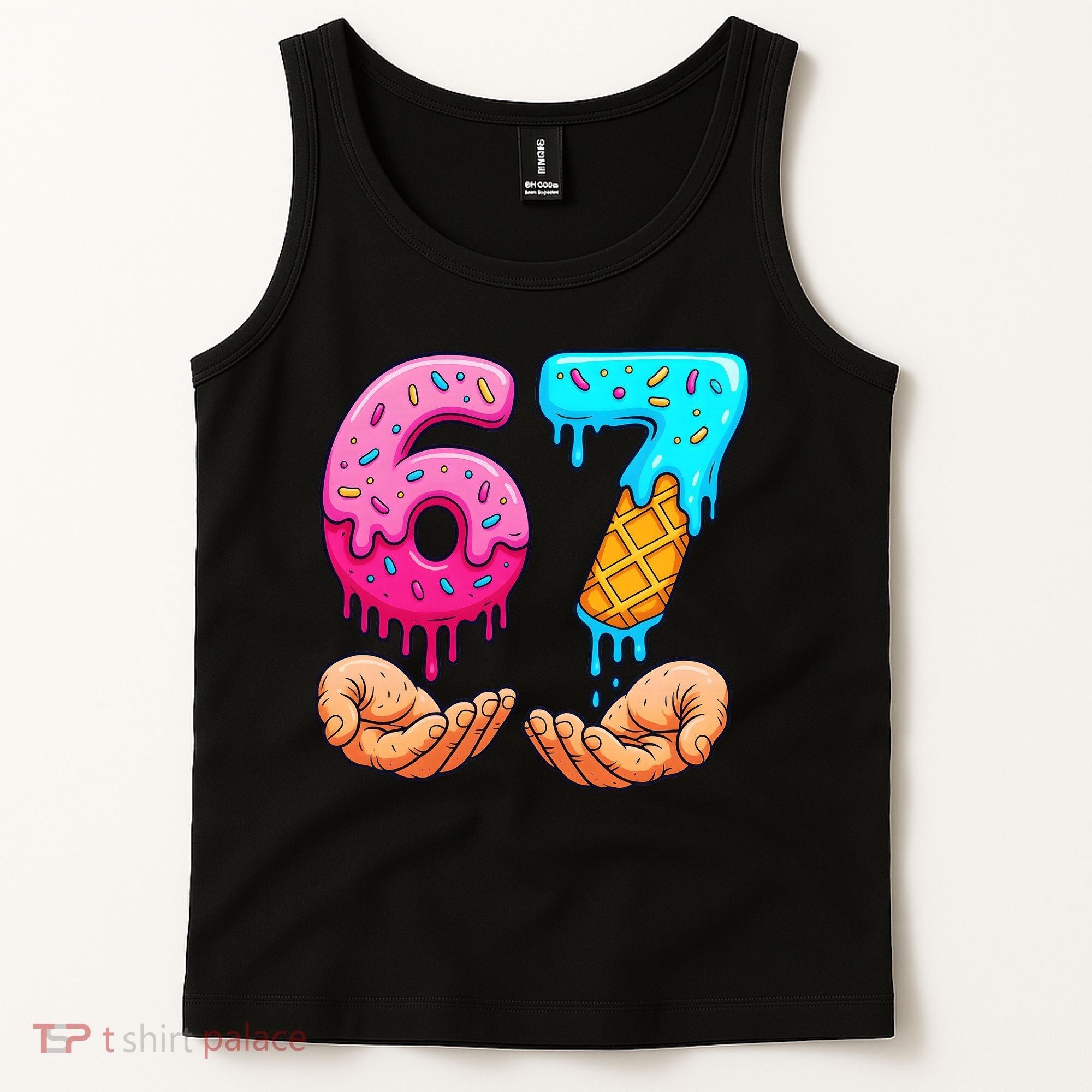 Six Seven Ice Cream Drip 67 Hands Meme 6-7 Tank Top