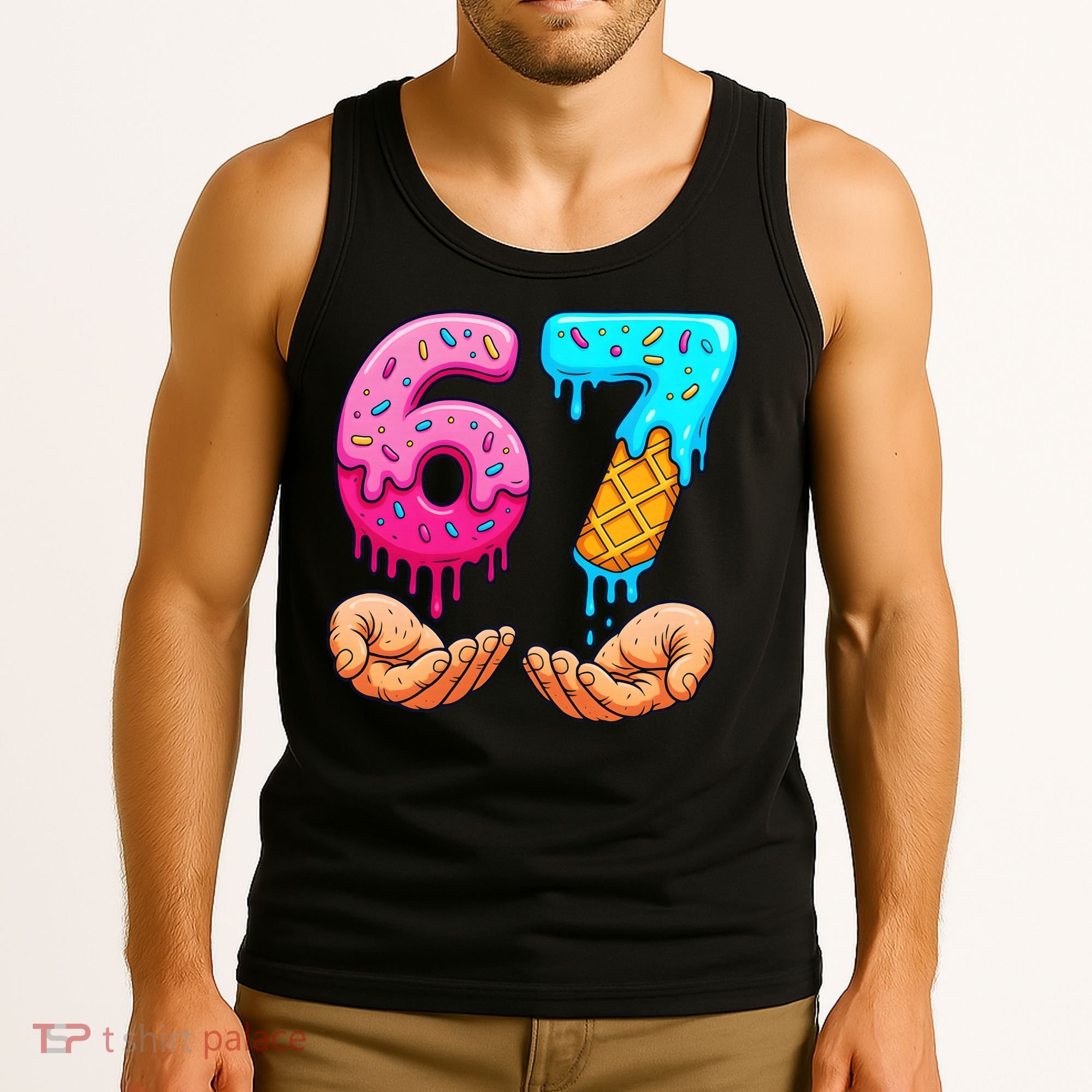 Six Seven Ice Cream Drip 67 Hands Meme 6-7 Tank Top