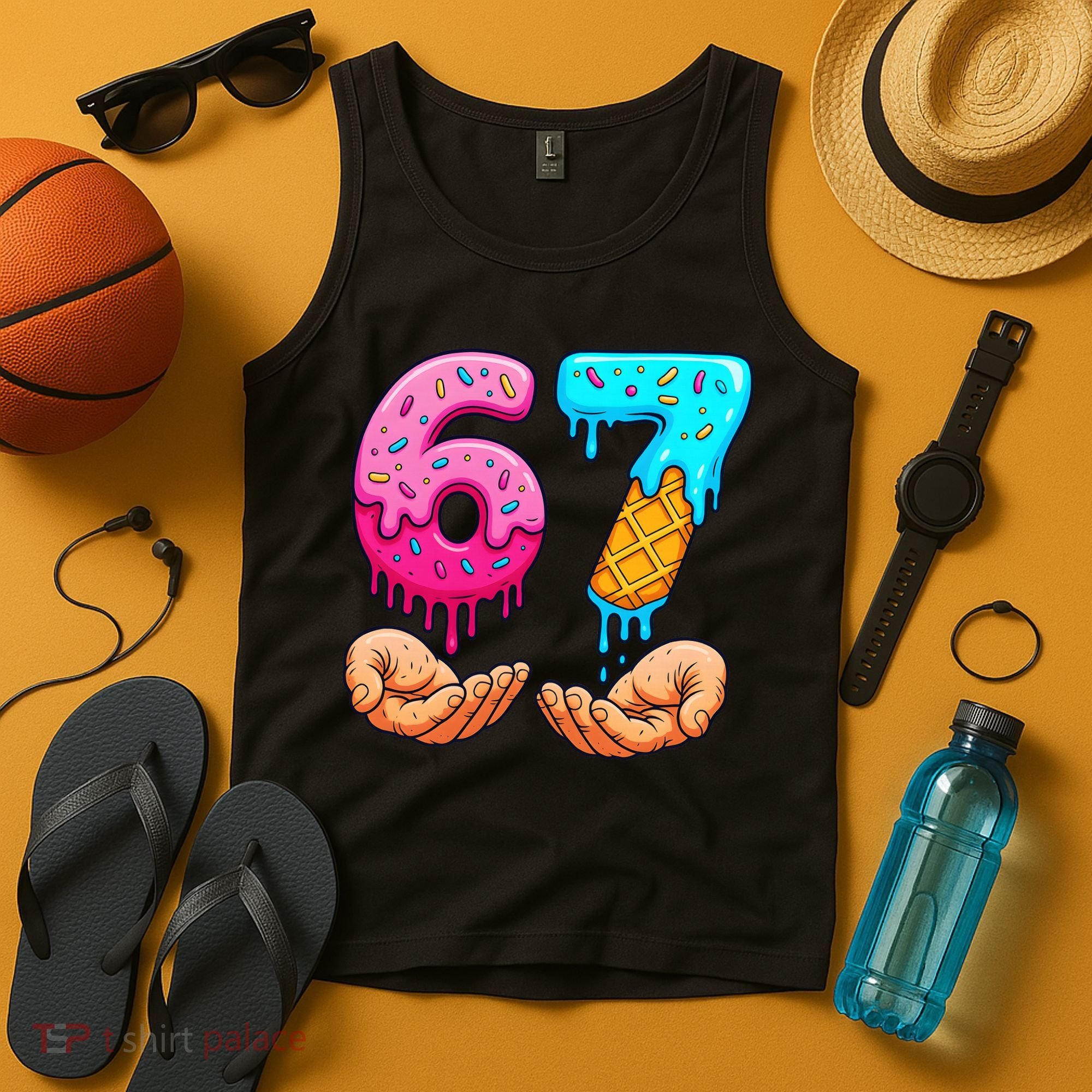 Six Seven Ice Cream Drip 67 Hands Meme 6-7 Tank Top