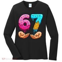 Six Seven Ice Cream Drip 67 Hands Meme 6-7 Women's Long Sleeve Shirt thumb 0