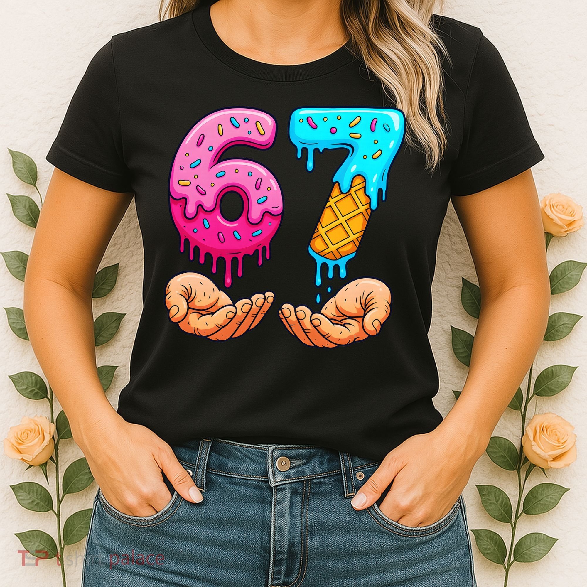 Six Seven Ice Cream Drip 67 Hands Meme 6-7 Women's T-Shirt