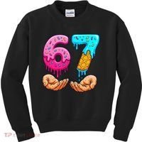 Six Seven Ice Cream Drip 67 Hands Meme 6-7 Kids Sweatshirt thumb 0