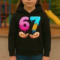 Six Seven Ice Cream Drip 67 Hands Meme 6-7 Kids Hoodie thumb 3