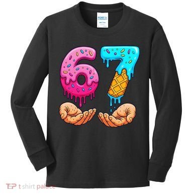 Six Seven Ice Cream Drip 67 Hands Meme 6-7 Kids Long Sleeve Shirt