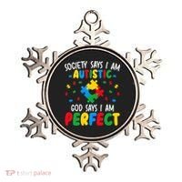 Society Says I Am Autistic God Says I Am Perfect Autism Ornament thumb 0
