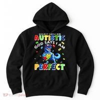 Society Says I'm Autistic God Says I'm Perfect Autism Funny Hoodie thumb 0