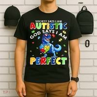 Society Says I'm Autistic God Says I'm Perfect Autism Funny T-Shirt thumb 6