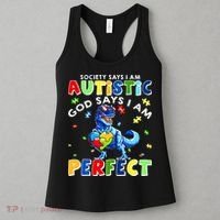 Society Says I'm Autistic God Says I'm Perfect Autism Funny Women's Tank Top thumb 3