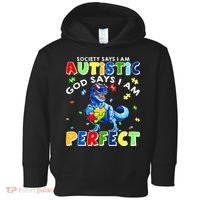 Society Says I'm Autistic God Says I'm Perfect Autism Funny Toddler Hoodie thumb 0