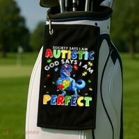 Society Says I'm Autistic God Says I'm Perfect Autism Funny Golf Towel thumb 2
