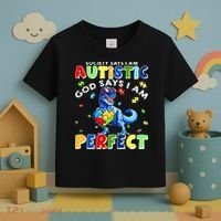 Society Says I'm Autistic God Says I'm Perfect Autism Funny Toddler T-Shirt thumb 3