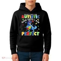 Society Says I'm Autistic God Says I'm Perfect Autism Funny Kids Hoodie thumb 4