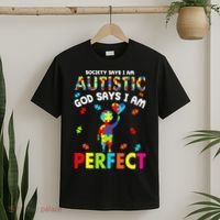 Society Says I'm Autistic God Says I'm Perfect Autism Gifts T-Shirt thumb 2