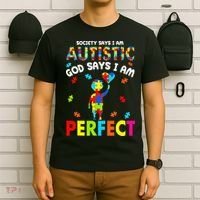 Society Says I'm Autistic God Says I'm Perfect Autism Gifts T-Shirt thumb 6