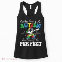 Society Says I Am Autistic God Says I Am Perfect Autism Women's Tank Top thumb 0