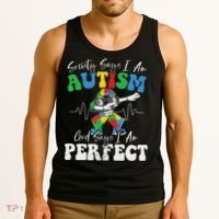 Society Says I Am Autistic God Says I Am Perfect Autism Tank Top thumb 3