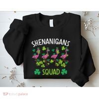 Shenanigans Squad Irish Flamingo St Patricks Day Bird Animal Sweatshirt thumb 2