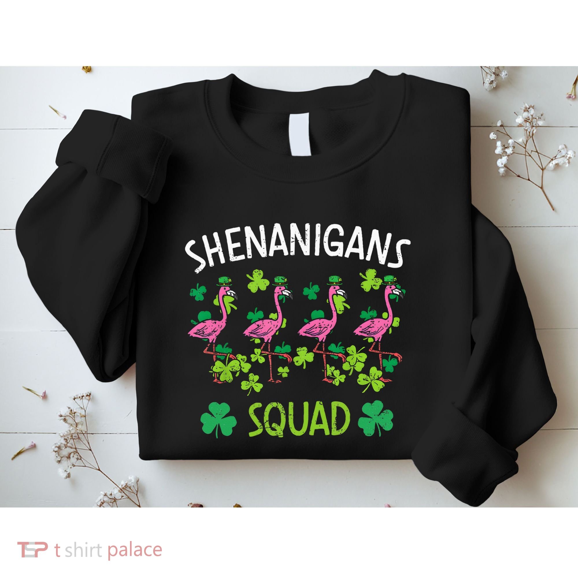 Shenanigans Squad Irish Flamingo St Patricks Day Bird Animal Sweatshirt
