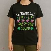 Shenanigans Squad Irish Flamingo St Patricks Day Bird Animal T-Shirt thumb 4