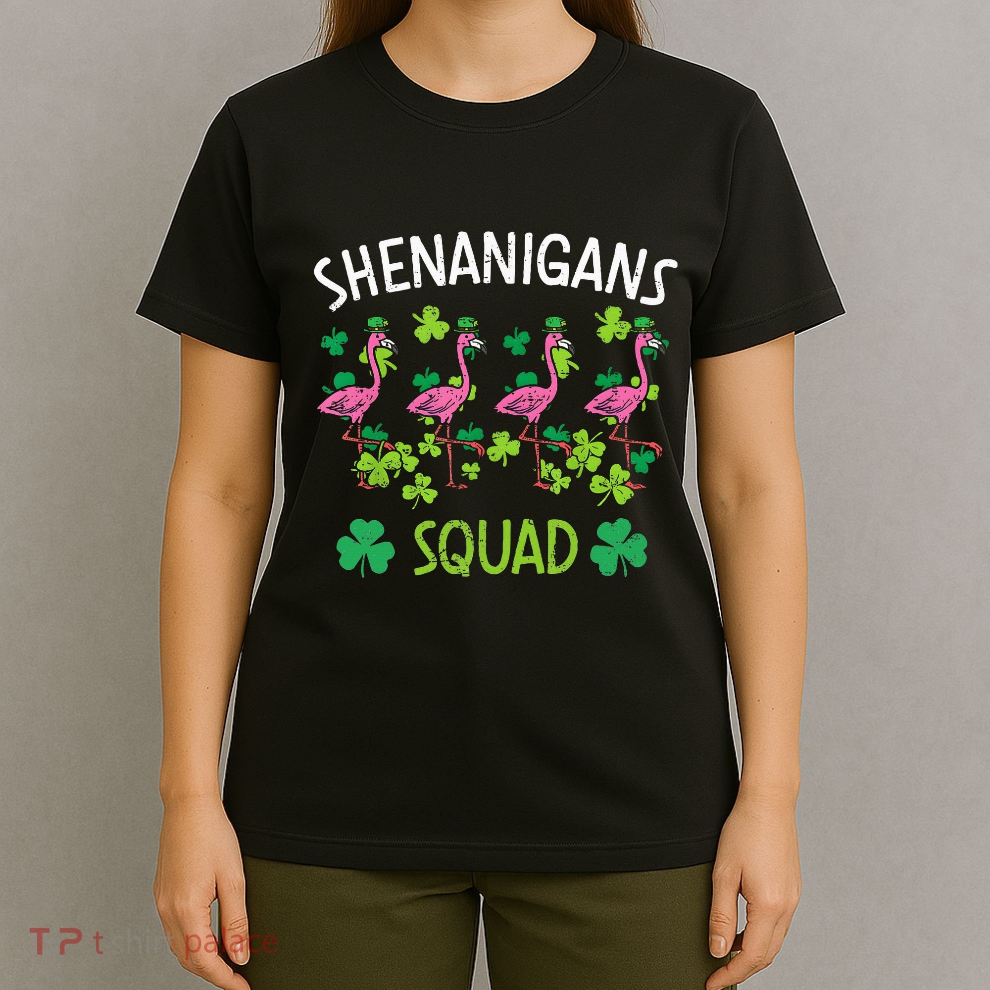 Shenanigans Squad Irish Flamingo St Patricks Day Bird Animal T-Shirt