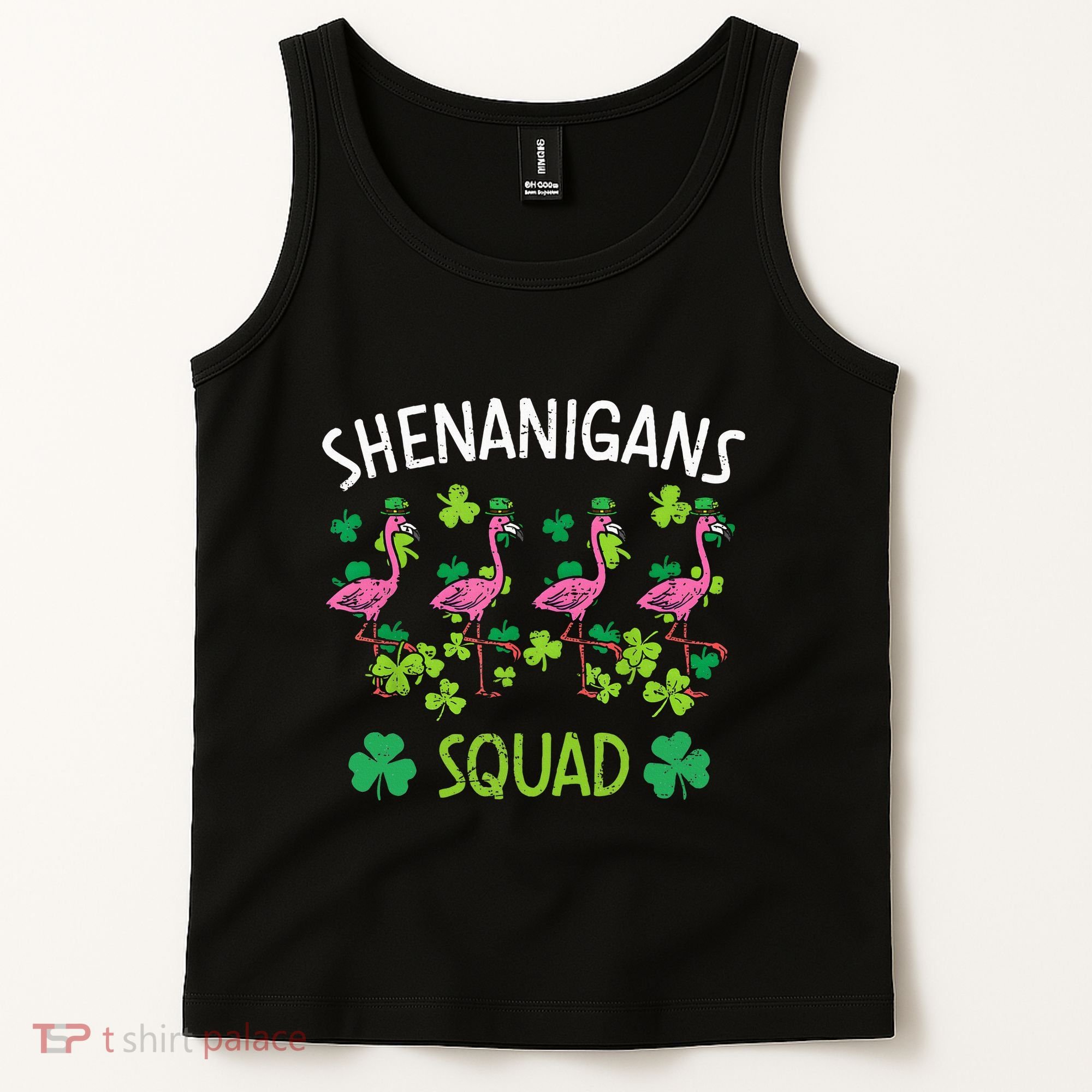 Shenanigans Squad Irish Flamingo St Patricks Day Bird Animal Tank Top