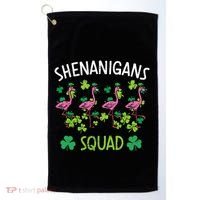 Shenanigans Squad Irish Flamingo St Patricks Day Bird Animal Golf Towel thumb 0