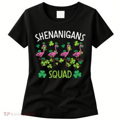 Shenanigans Squad Irish Flamingo St Patricks Day Bird Animal Women's T-Shirt