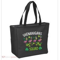 Shenanigans Squad Irish Flamingo St Patricks Day Bird Animal Tote Bag thumb 2