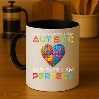 Society Says Im Autistic God Says Im Perfect Autism Coffee Mug thumb 4