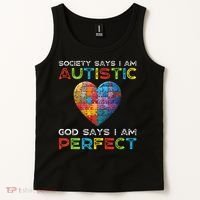 Society Says Im Autistic God Says Im Perfect Autism Tank Top thumb 2