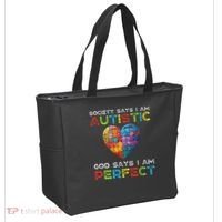 Society Says Im Autistic God Says Im Perfect Autism Tote Bag thumb 2