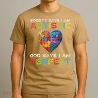 Society Says Im Autistic God Says Im Perfect Autism T-Shirt thumb 3