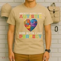 Society Says Im Autistic God Says Im Perfect Autism T-Shirt thumb 6