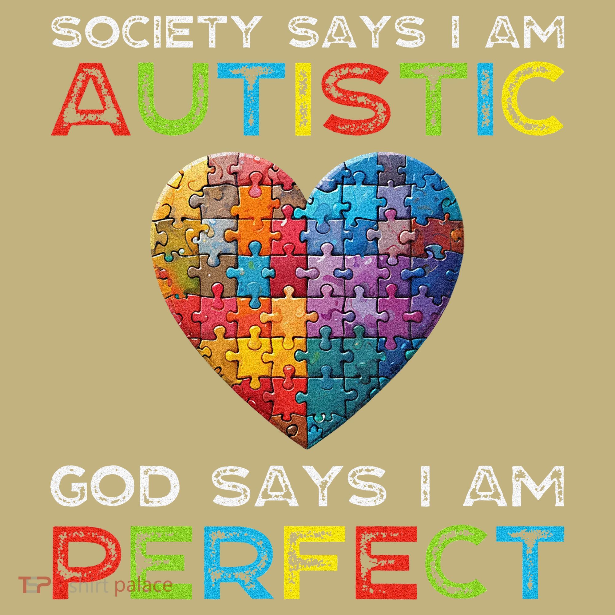 Society Says Im Autistic God Says Im Perfect Autism T-Shirt