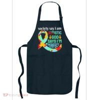 Society Say I Am Autistic God Says I'm Perfect Autism Awareness Apron thumb 0