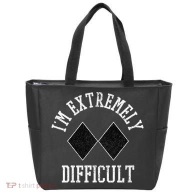 Ski Snowboard IM Extremely Difficult Diamond Sign Funny Tote Bag