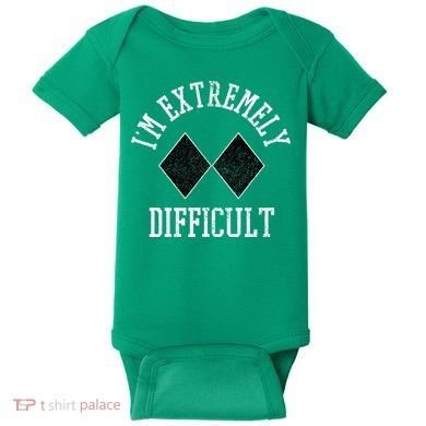 Ski Snowboard IM Extremely Difficult Diamond Sign Funny Baby Bodysuit
