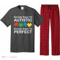Society Says Im Autistic God Says Im Perfect Pajama Set thumb 0