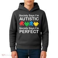 Society Says Im Autistic God Says Im Perfect Kids Hoodie thumb 4