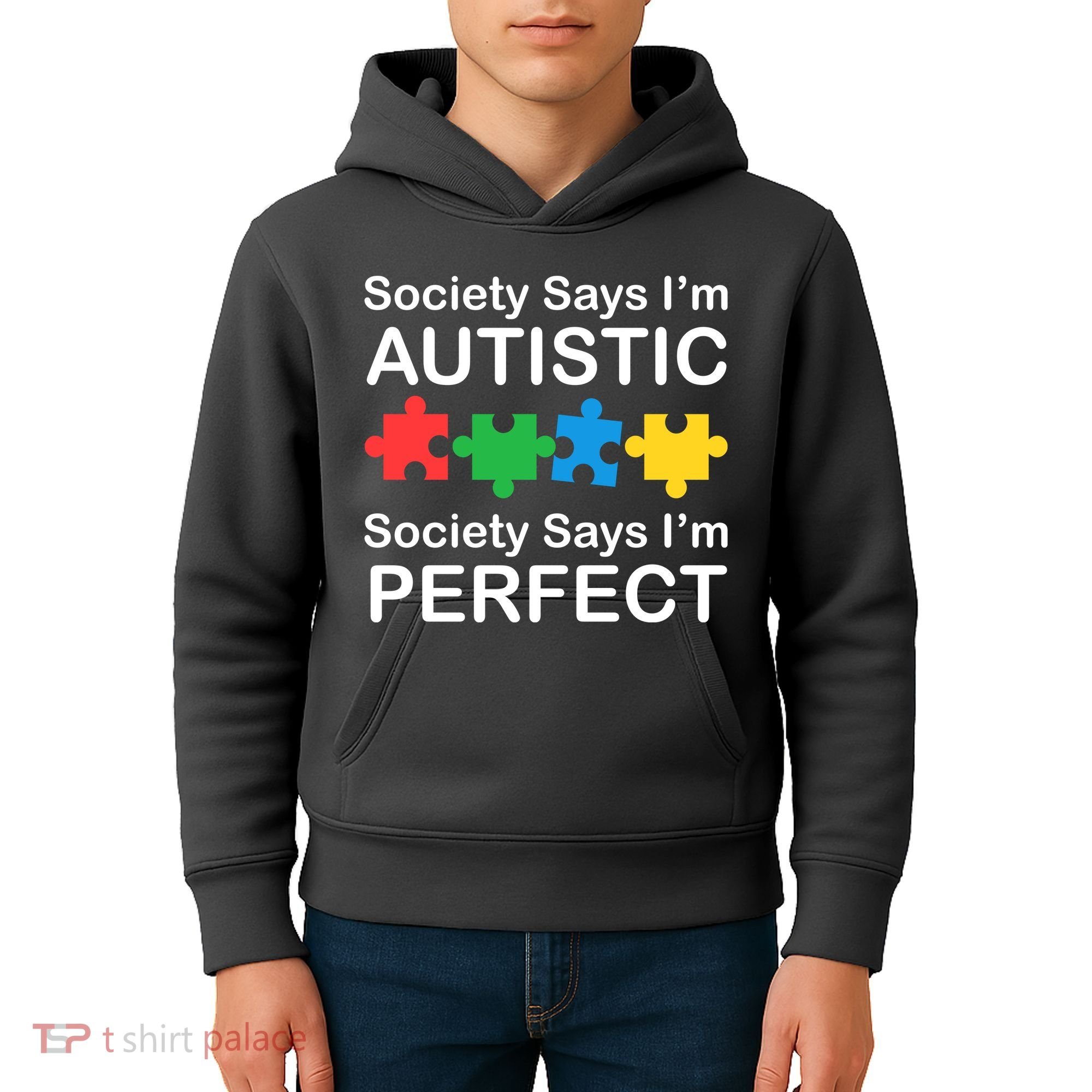 Society Says Im Autistic God Says Im Perfect Kids Hoodie