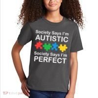 Society Says Im Autistic God Says Im Perfect Kids T-Shirt thumb 2