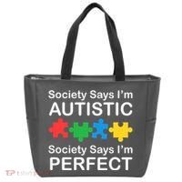 Society Says Im Autistic God Says Im Perfect Tote Bag thumb 0