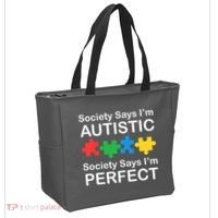 Society Says Im Autistic God Says Im Perfect Tote Bag thumb 2