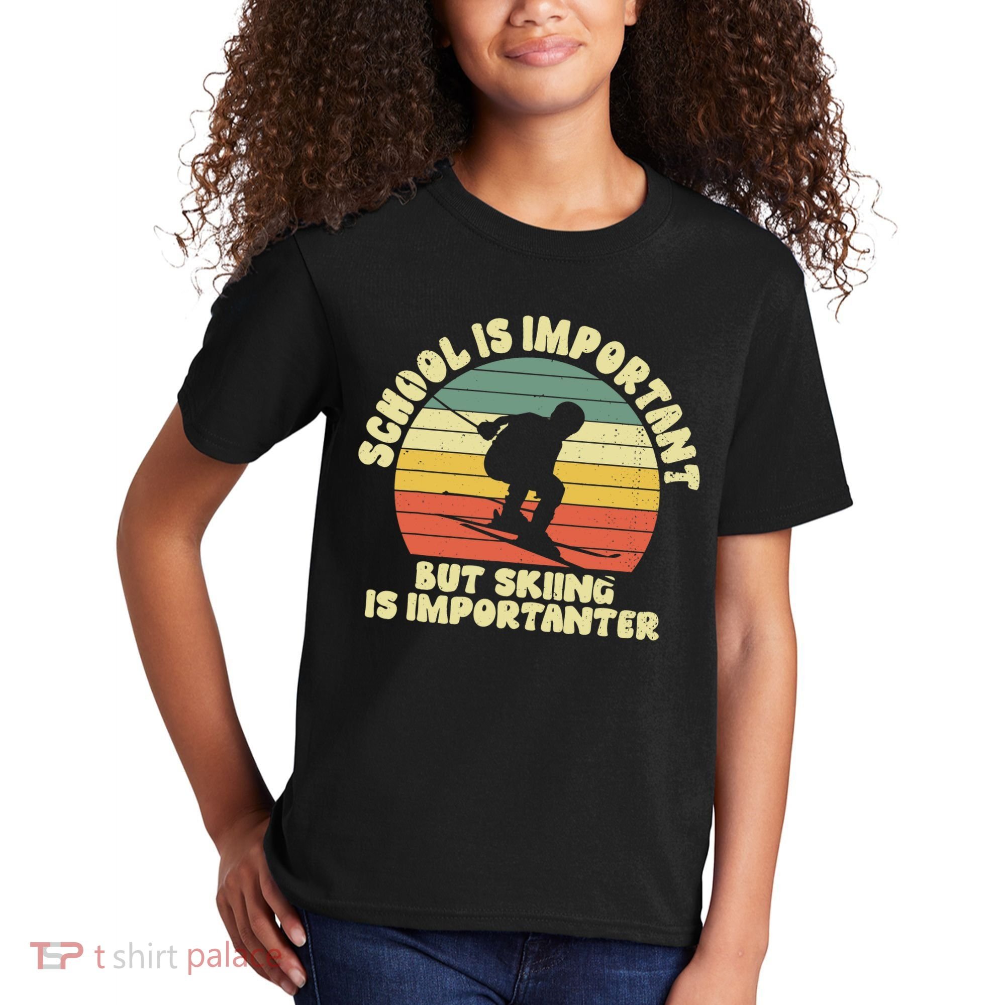 Ski School Is Important But Skiing Is Importanter Gift Kids T-Shirt
