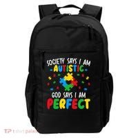 Society Says I Am Autistic God Says I Am Perfect Autism Backpack thumb 0