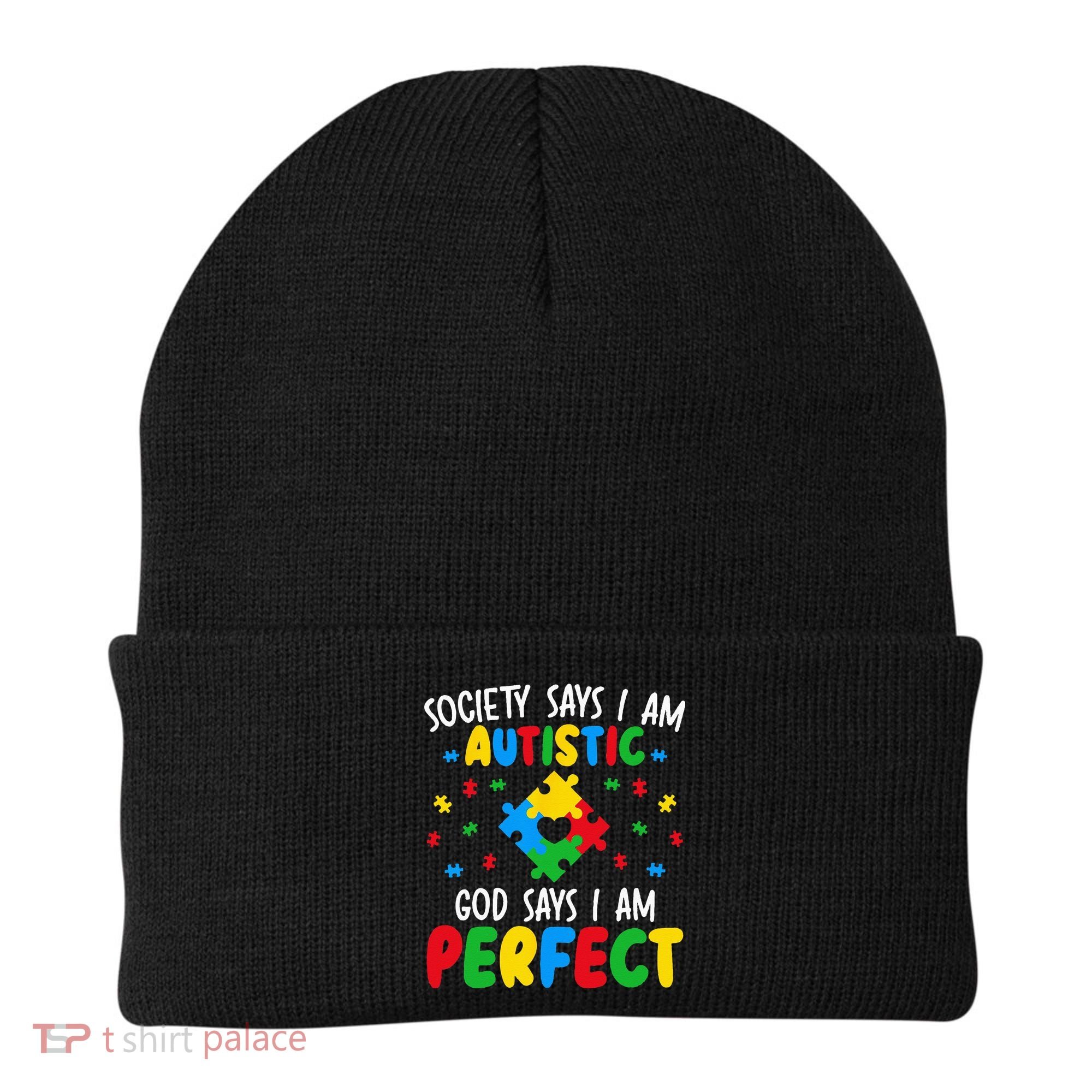 Society Says I Am Autistic God Says I Am Perfect Autism Beanie